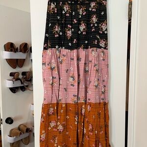 DR2 Black, Pink, and Orange Floral A-Line Skirt